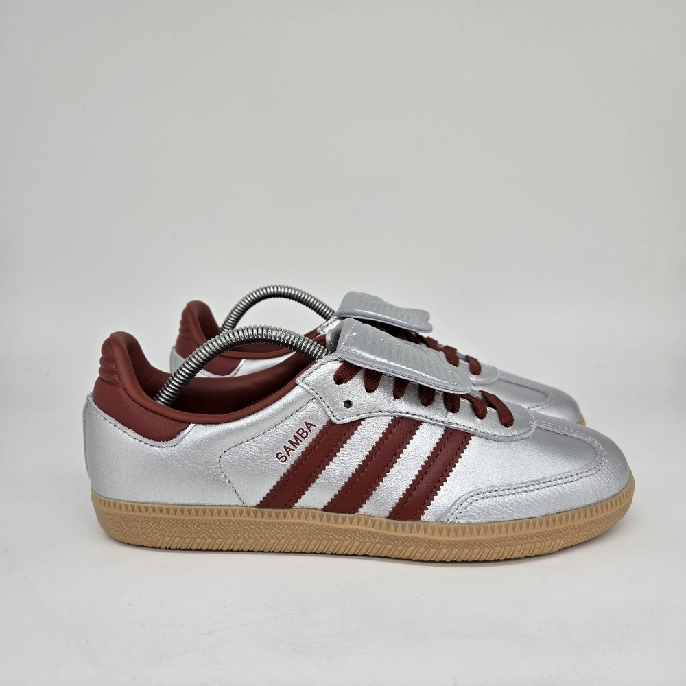New Adidas Samba LT Women's Silver Metallic Ruby Sneakers Size 7.5 - Picture 3 of 8